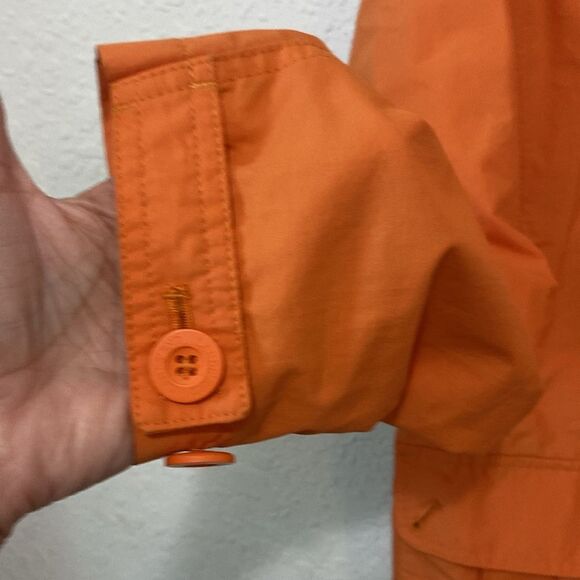 Lands End Rain coat Orange Hood Size Medium - Picture 2 of 9